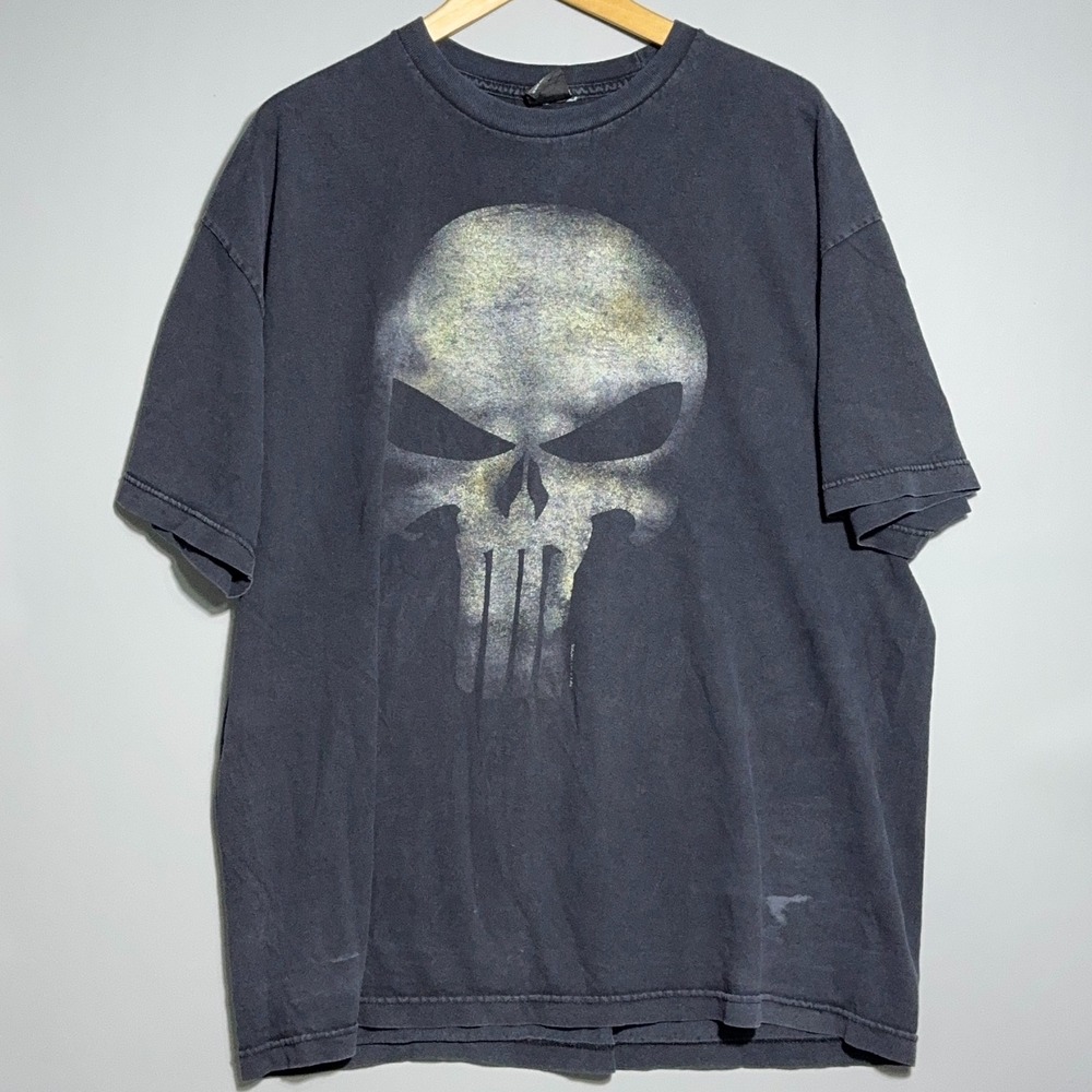 Mad Engine Punisher Y2K T Shirt Mens Size Large Marvel Skull Black‎ Goth